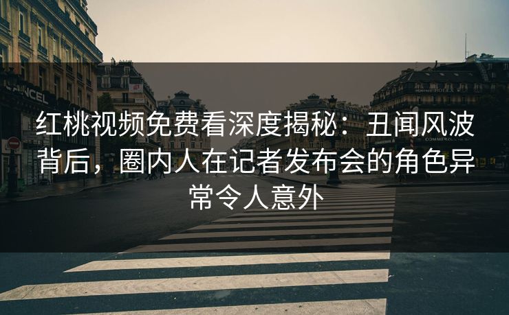 红桃视频免费看深度揭秘：丑闻风波背后，圈内人在记者发布会的角色异常令人意外