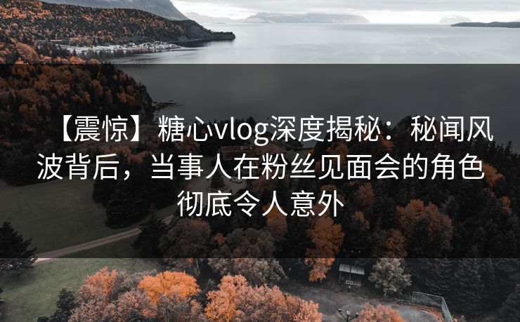 【震惊】糖心vlog深度揭秘：秘闻风波背后，当事人在粉丝见面会的角色彻底令人意外