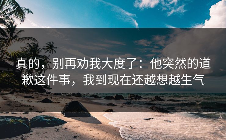 真的，别再劝我大度了：他突然的道歉这件事，我到现在还越想越生气